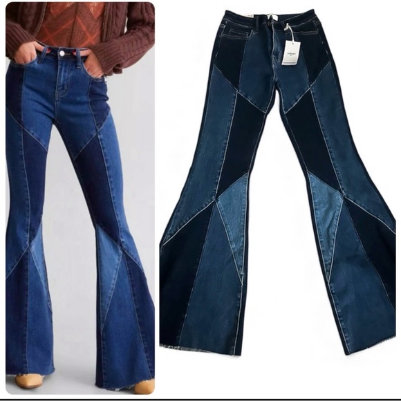 Vervet Denim - NWT Vervet Bella High-Rise Flare Patchwork Jeans Sz 29
